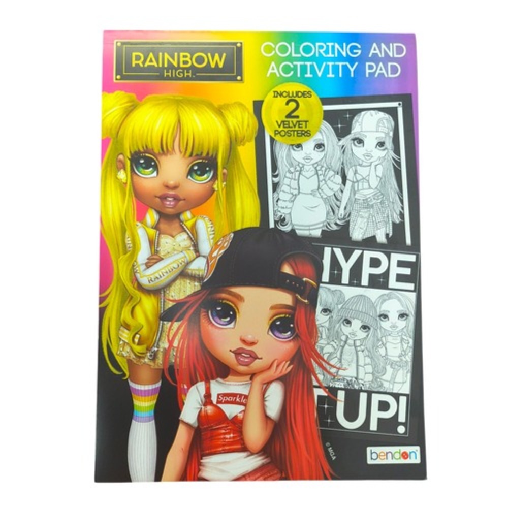 Bendon Rainbow High Coloring And Activity Pad With 2 Velvet Posters